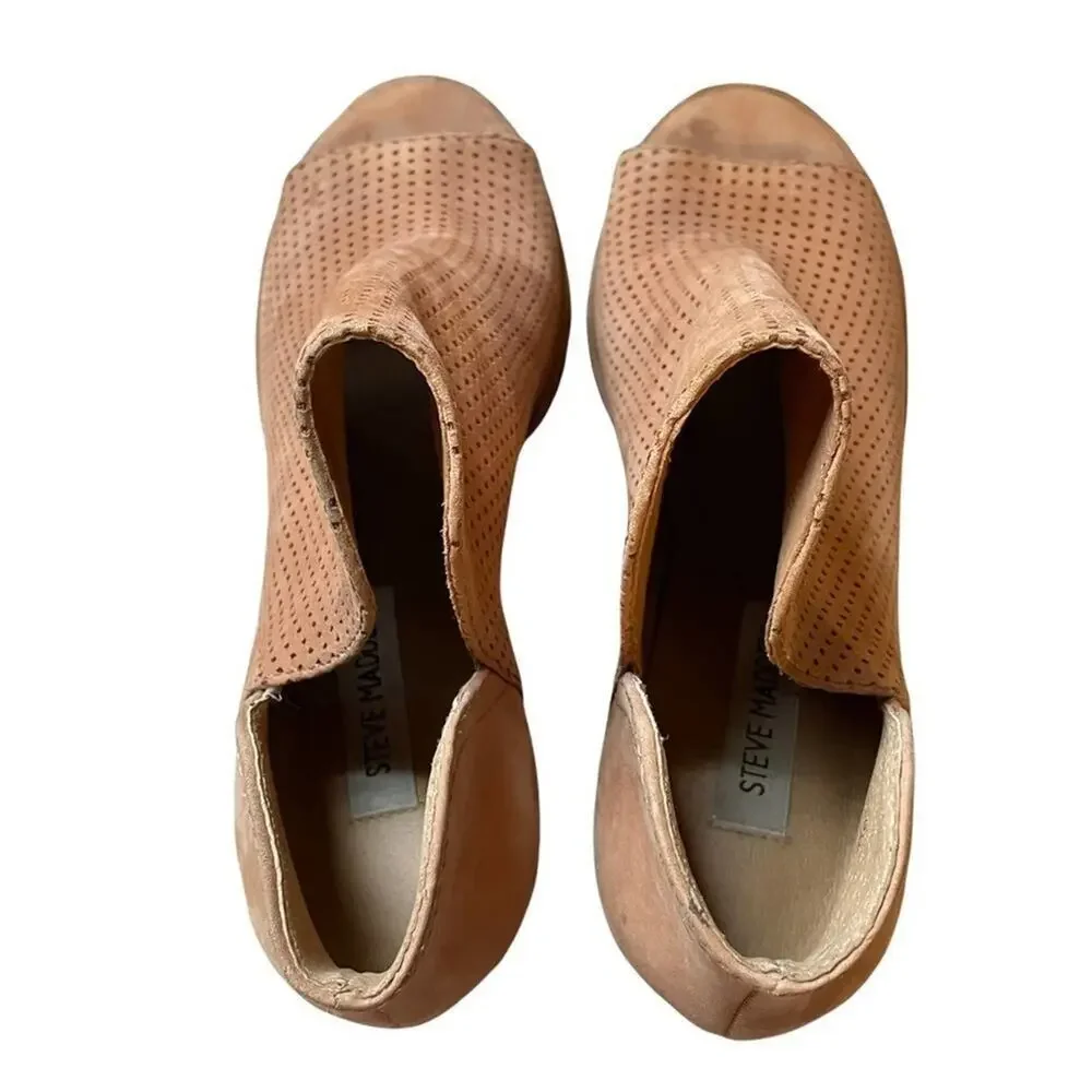 Steve Madden Tala‎ Heeled Perforated Leather Booties Size 8.5